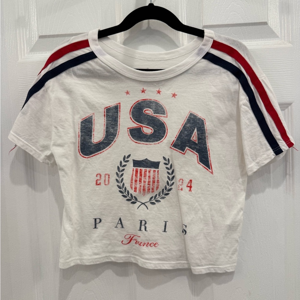 Stylish USA Paris Kids Tee - White and Red